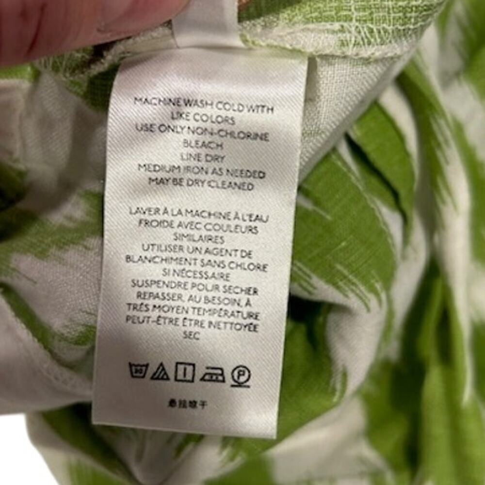 ANTHROPOLOGIE Women's Linen Shorts Shorts SMALL Green White Ikat Paperbag - Picture 7 of 10